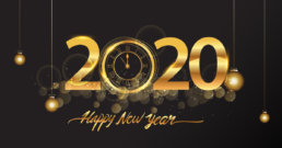 Happy New Year 2020 - New Year Shining background with gold clock and glitter | Microsoft Dynamics GP