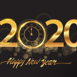 Happy New Year 2020 - New Year Shining background with gold clock and glitter | Microsoft Dynamics GP