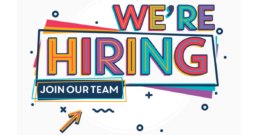 We're hiring typographic design - colorful template with creative graphic text