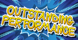 Outstanding Partners Performance - Comic book word on abstract background.