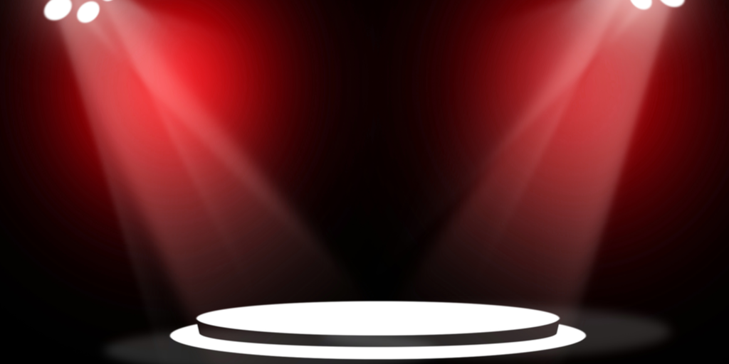 Red stage background with spotlights